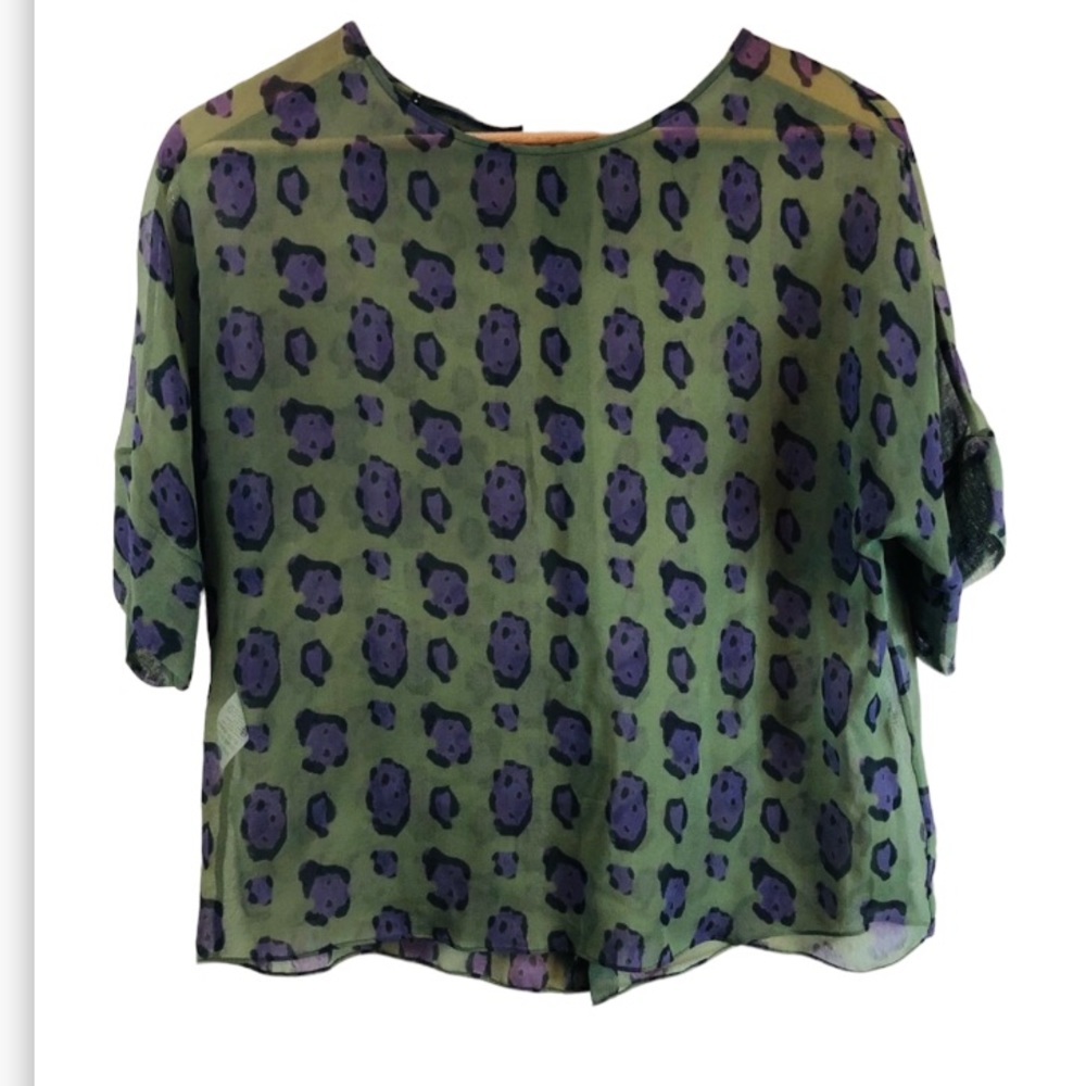 Les copains leopard print sheer silk top